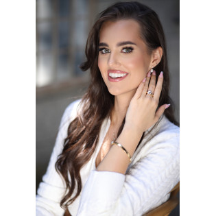 Pierścionek złoty gładkie koło z białymi cyrkoniami wokół