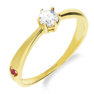 Pierścionek AMOR z różowym sercem na szynie