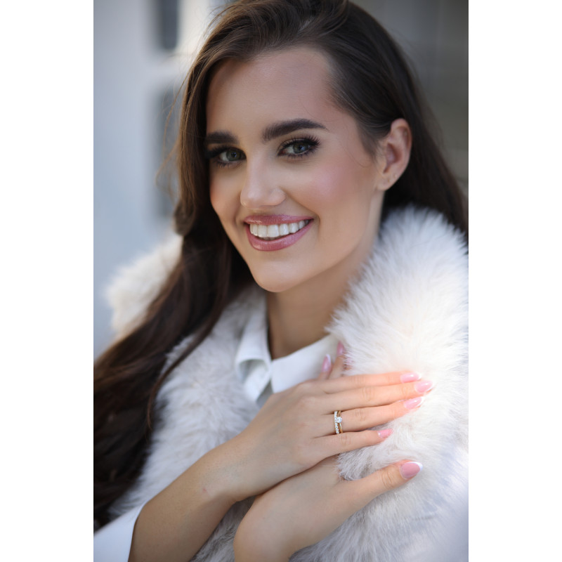 Pierścionek złoty Soliter z brylantem laboratoryjnym 0,30 ct