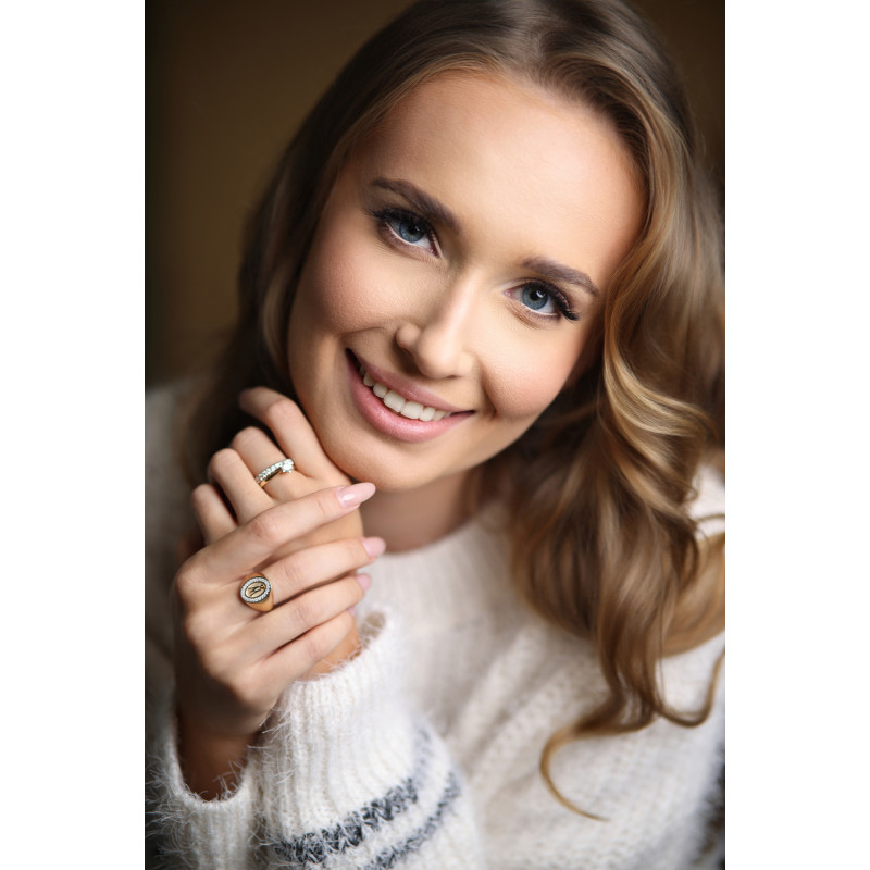 Pierścionek złoty Soliter z brylantem laboratoryjnym 0,31 ct