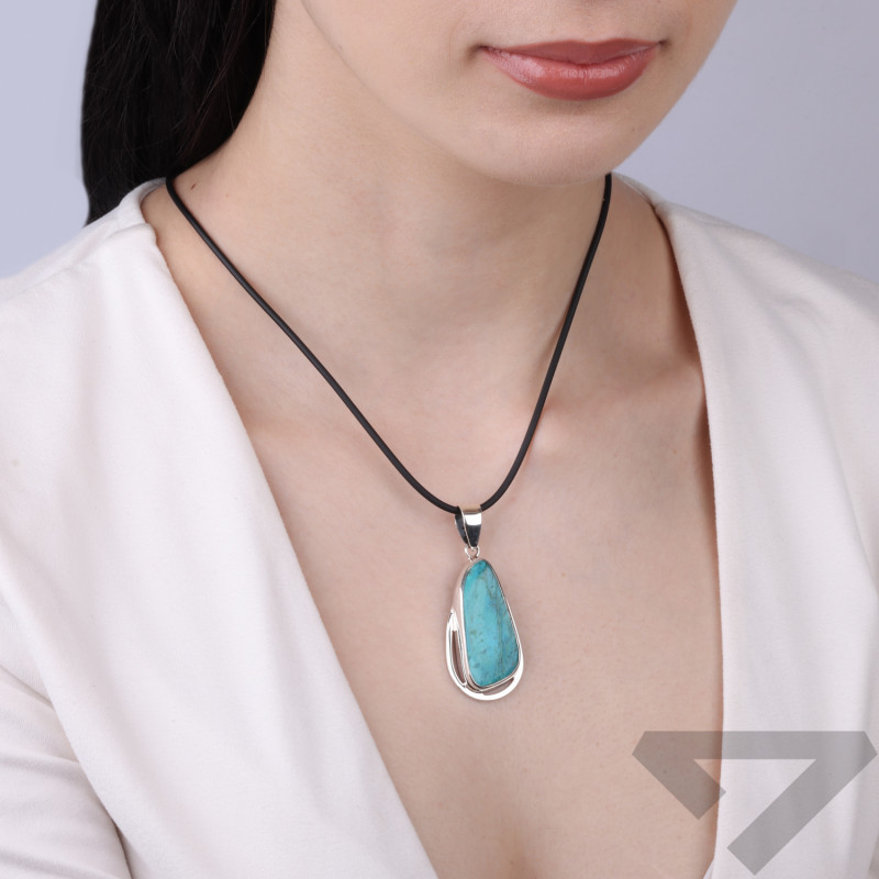 Wisiorek ze srebra turkus-chryzokola z Afryki