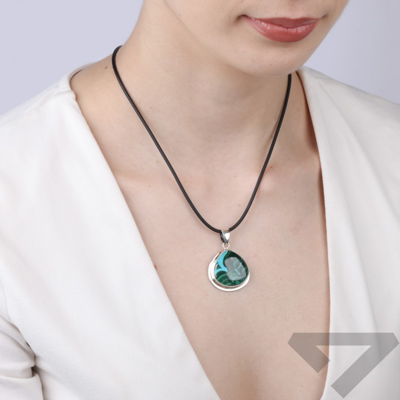 Wisiorek srebrny malachit-chryzokola Afryka