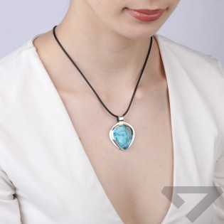 Wisiorek srebrny malachit-chryzokola z Afryki