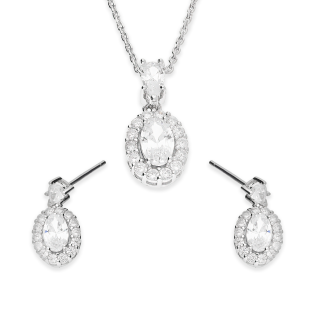 Komplet biżuterii kolczyki i naszyjnik z cyrkonią markiza