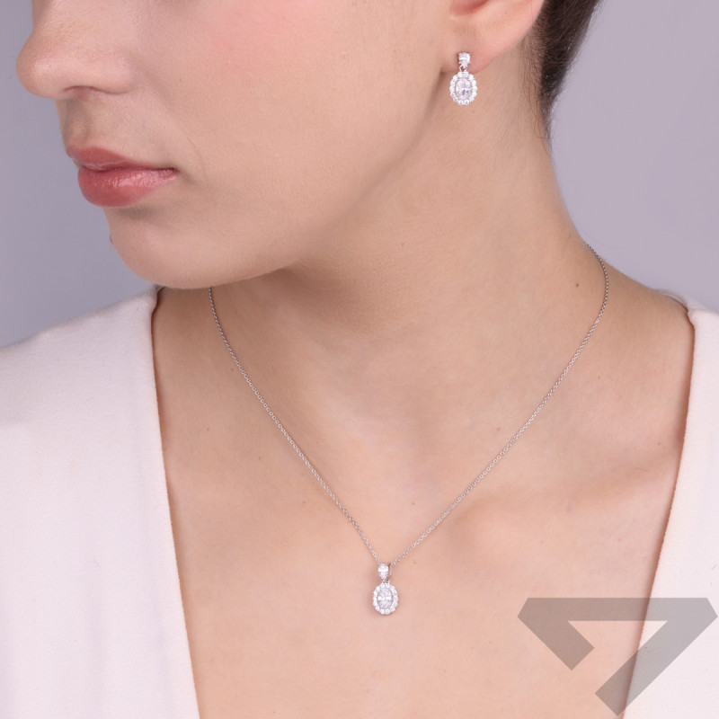 Komplet biżuterii kolczyki i naszyjnik z cyrkonią markiza