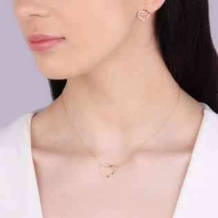 Komplet srebrny naszyjnik i kolczyki serce z cyrkoniami