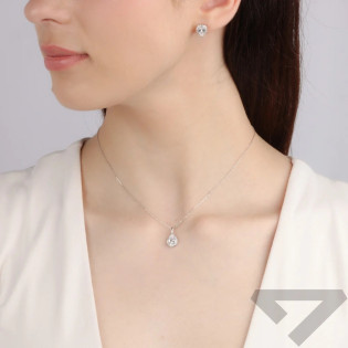 Naszyjnik srebrny markiza kropla biała