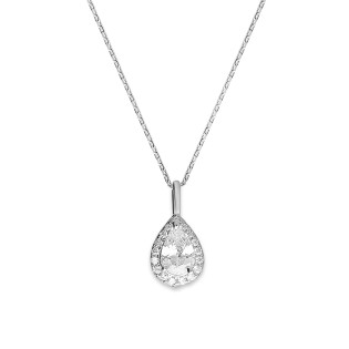 Naszyjnik srebrny markiza kropla biała