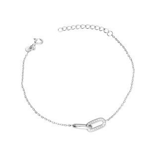 Bransoletka srebrna klanówka gładki owal i z cyrkoniami