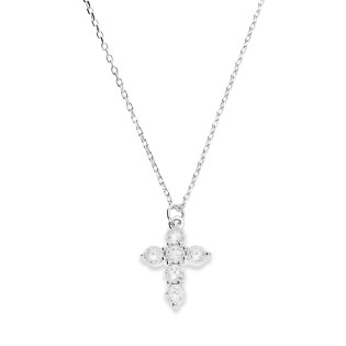 Naszyjnik srebrny krzyżyk z cyrkoniami