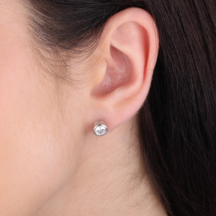 Kolczyki srebrne cyrkonia 5 mm gładka oprawa