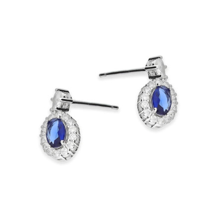 Kolczyki markiza owal cyrkonia szafirowa
