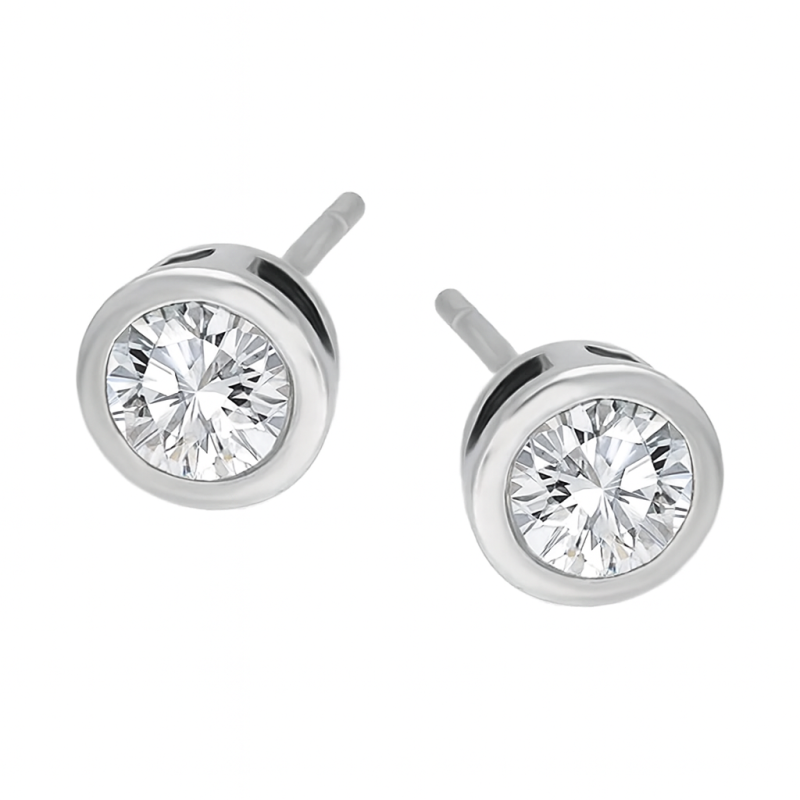 Kolczyki srebrne cyrkonia 5 mm gładka oprawa