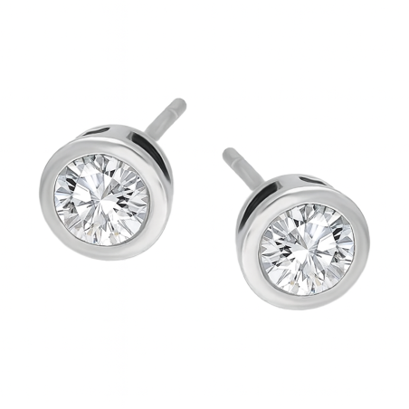 Kolczyki srebrne cyrkonia 5 mm gładka oprawa