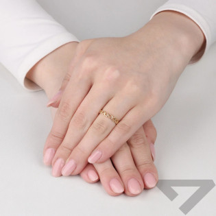 Pierścionek złoty złączone serca ramki