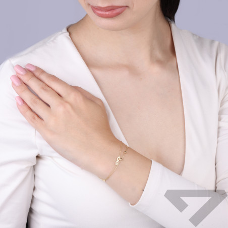 Bransoleta złota podwójna infinity i kulki