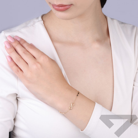 Bransoletka złota infinity ramka z sercami blaszka