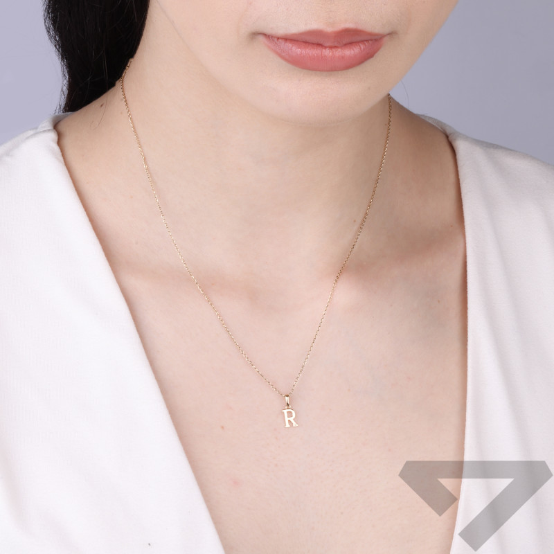 Literka złota R z diamentem 0,002 ct