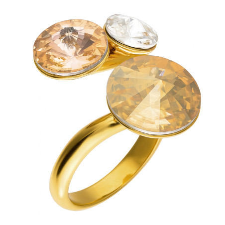 Pierścionek pozłacany z pomarańczowymi kryształami