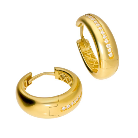 Kolczyki złote kółka z cyrkoniami próba 585