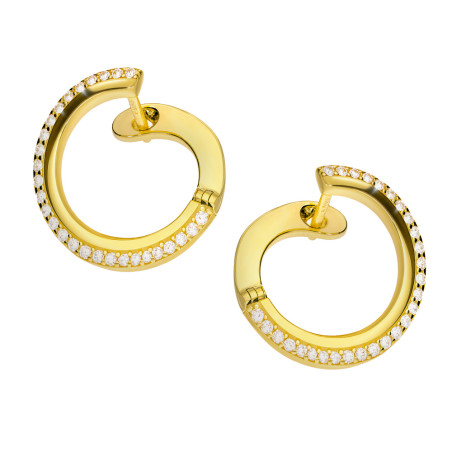 Kolczyki złote kółko z cyrkoniami próba 375