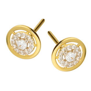 Kolczyki złote koło z białymi cyrkoniami próba 585