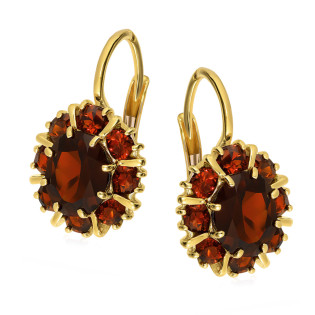 Kolczyki złote z naturalnymi granatami