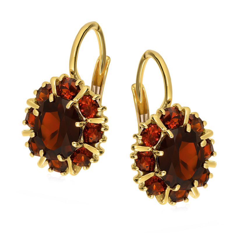 Kolczyki złote z naturalnymi granatami