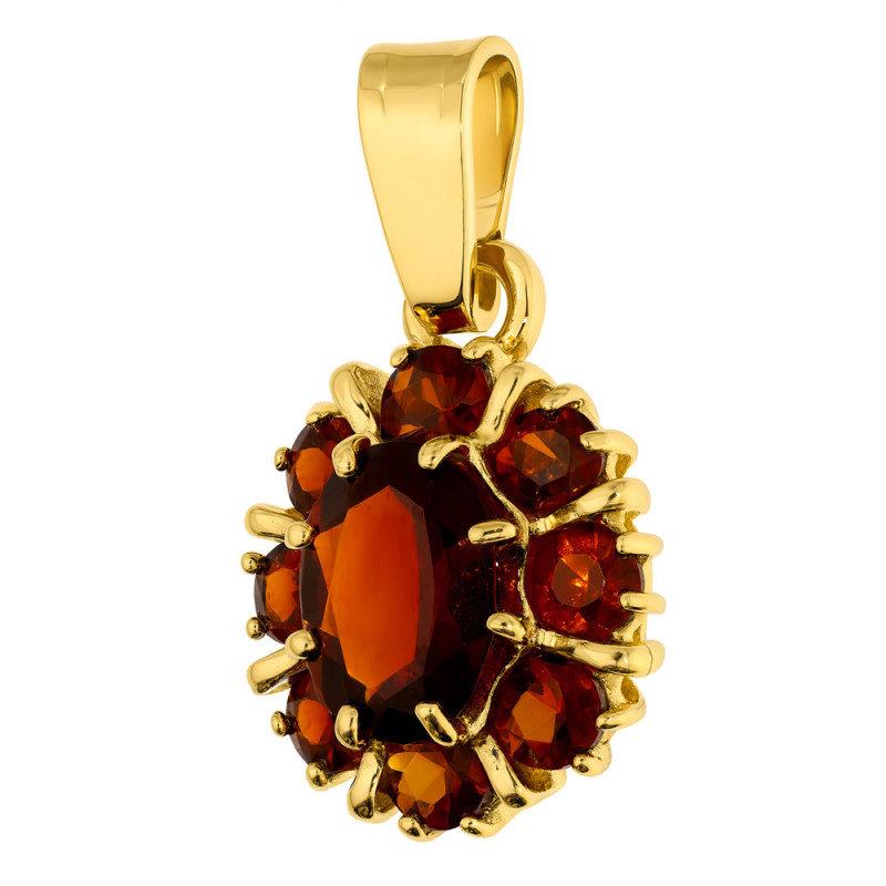 Zawieszka złota z naturalnymi granatami