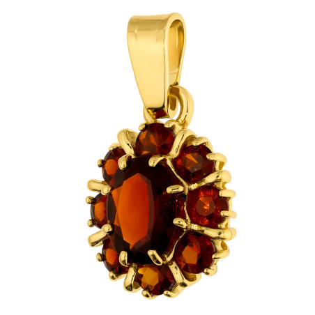 Zawieszka złota z naturalnymi granatami