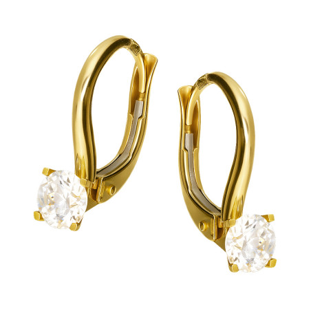 Kolczyki złote z białą cyrkonią próba 585