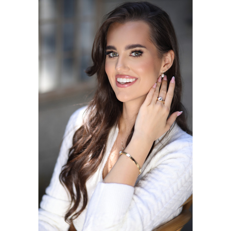 Kolczyki złote z diamentami 0,044 ct i perłami