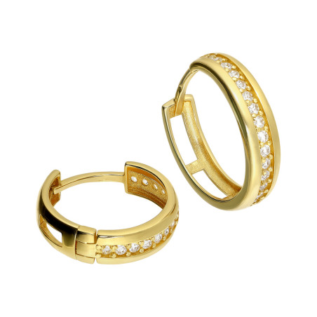 Kolczyki złote kółka z rzędem cyrkonii próba 585