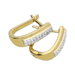 Kolczyki złote blaszki z dwoma rzędami cyrkonii