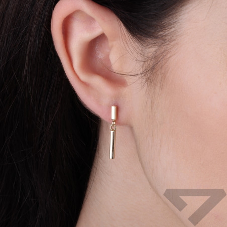 Kolczyki złote wiszące prostokątne pałki