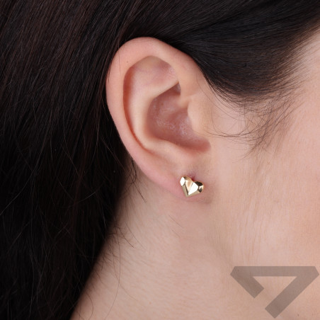 Kolczyki złote serca blask 3D