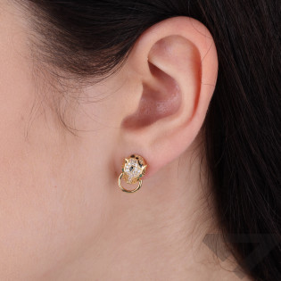 Kolczyki złote głowa pantery z cyrkoniami