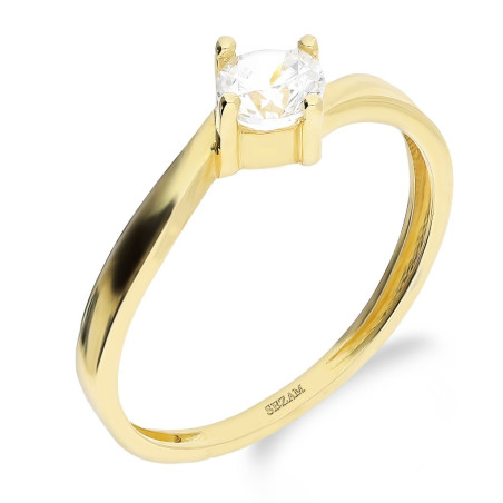 Pierścionek złoty SOLITER ze skośną szyną
