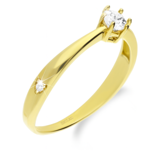 Pierścionek złoty AMOR z białą cyrkonią próba 375