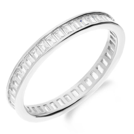 Pierścionek srebrny obrączka Miłości z cyrkoniami bagieta