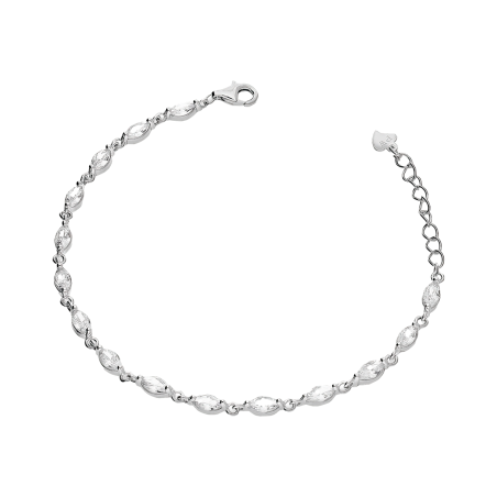 Bransoletka srebrna z cyrkoniami łezki