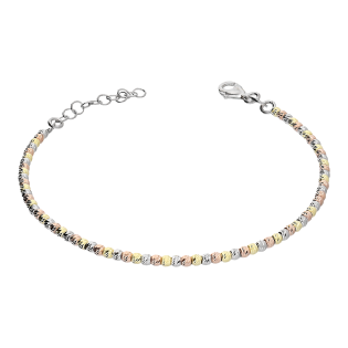 Bransoletka srebrna z kulkami diamentowanymi w trzech kolorach