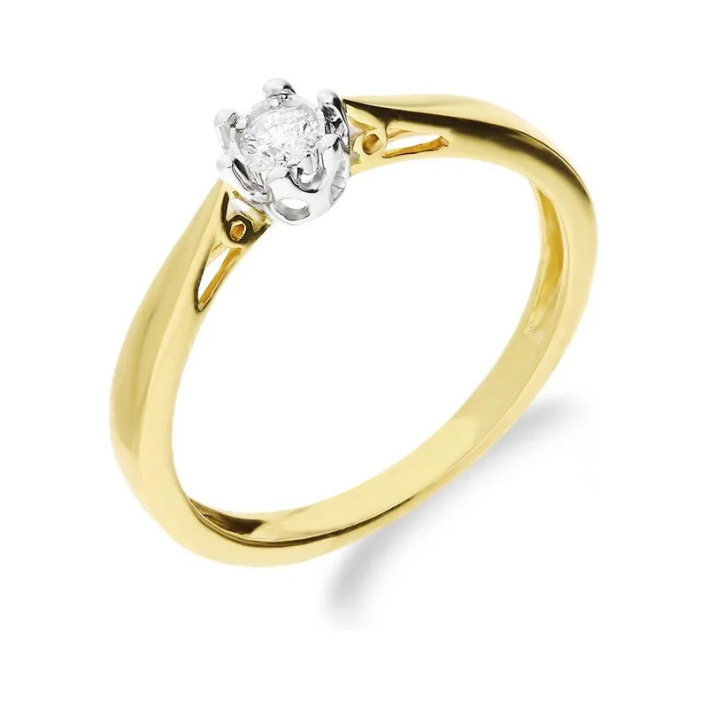 Pierścionek złoty zaręczynowy Royal brylant 0,08 ct