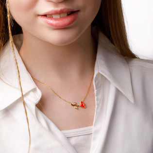 Naszyjnik srebrny Disney Piękna i Bestia czerwona róża