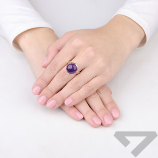 Pierścionek metaloplastyka z brassem i ametystem