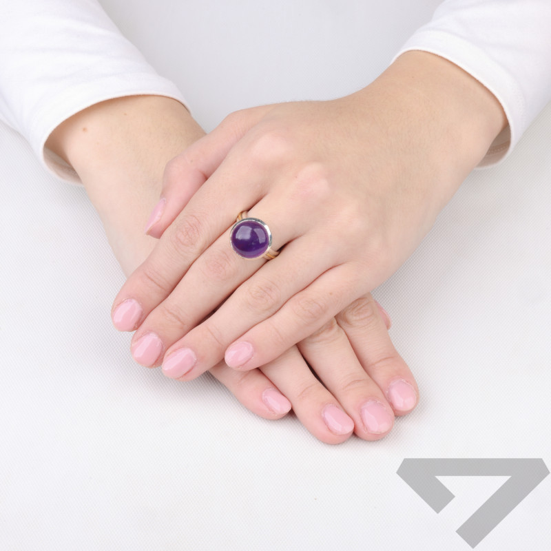 Pierścionek metaloplastyka z brassem i ametystem