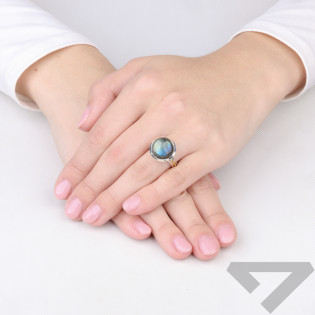 Pierścionek metaloplastyka z brassem i Labradorytem