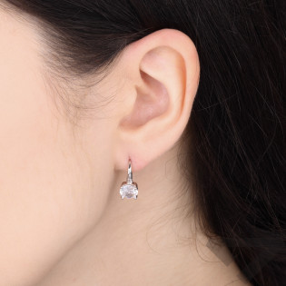 Kolczyki srebrne z cyrkonią 7 mm, próba 925