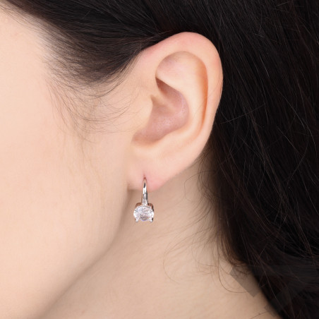 Kolczyki srebrne z cyrkonią 7 mm, próba 925