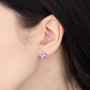 Kolczyki kółko cyrkonie mix kolor, srebro 925